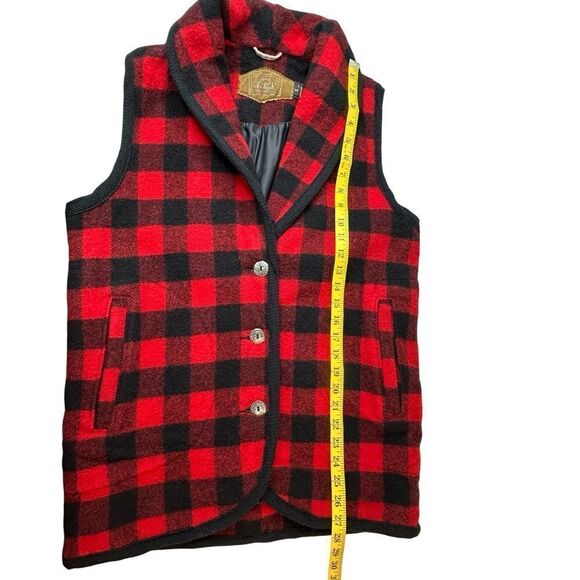 WOOLRICH Vintage Red Black Plaid Vest Size M - Picture 7 of 13